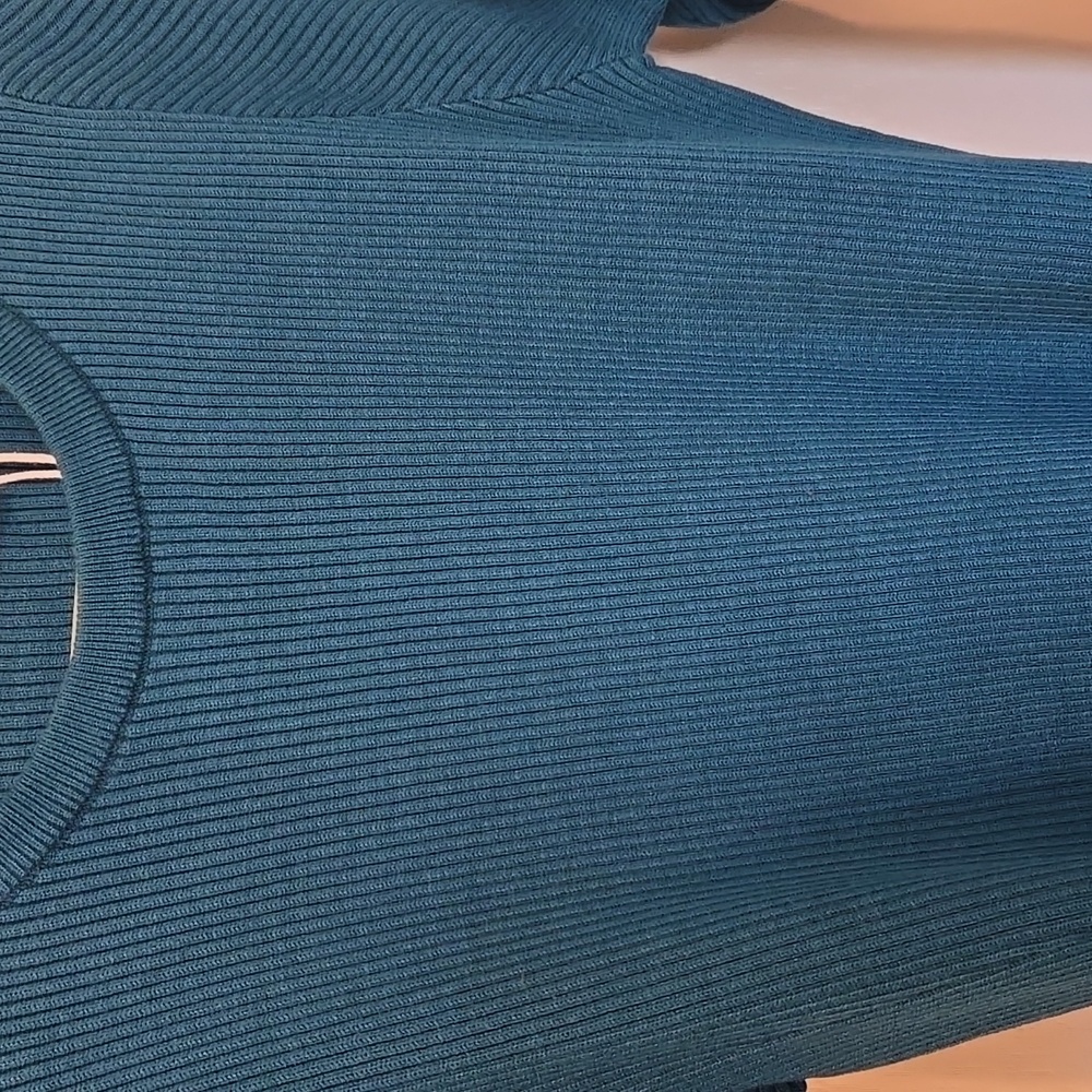 Caracilia Teal Long Sleeve Ribbed Sweater Dress Size L - Picture 4 of 10